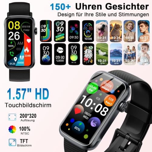 Motast Smartwatch Herren Damen,2026 1,57" HD Smart Watch Fitness-Tracker – Bild 2