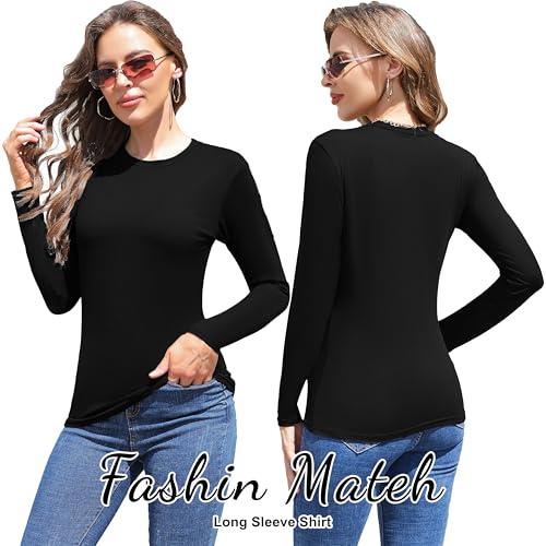 5 Pack Womens Long Sleeve Tops Crew Neck Basic T Shirt Fall Stretch Tight Fitted Thermal Shirts Fashion Clothes 20252