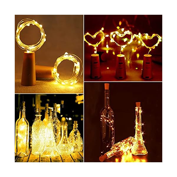 Aistuo 15 Stück Flaschenlicht Batterie (50 extra), Lichterkette 2M 20 LEDs Flaschenlicht Korken Weinflasche Nacht Licht… – Bild 5