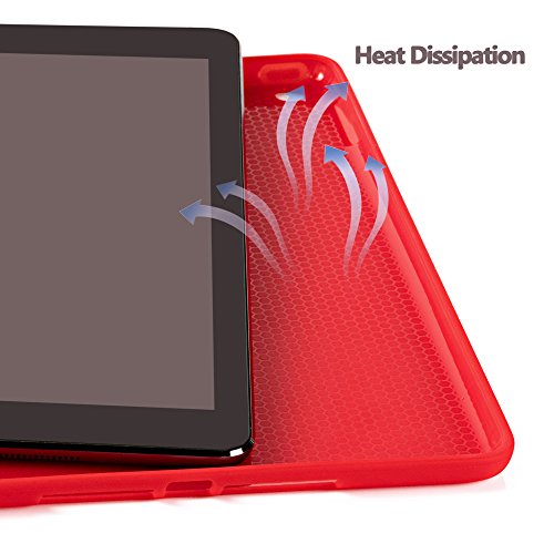 Ruban Case Compatible With Ipad (9.7-Inch, 2018/2017 Model) - Ultra Slim Lightweight Smart Shell Standing Cover With Auto Wake/Sleep Feature, Red #TOP3