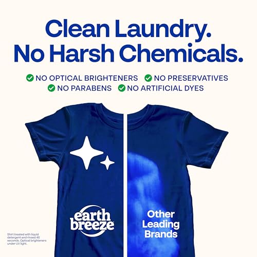 Image of Earth Breeze Laundry Detergent Sheets Fragrance-Free - 180 Loads Eco Liquidless Soap - Travel-Friendly for Hot & Cold Cycles, Tackles Tough Stains & Odors - Gentle on Sensitive Skin, 90 Ct (3 Pack)