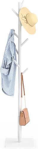 YheenLf Perchero independiente con base cuadrada estable para abrigos, sombreros, utilizado en dormitorio, oficina y entrada, resistente y fácil de