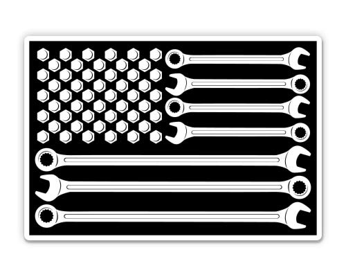 GT Graphics Express Wrenches and Bolts USA Flag Mechanic - 5" Vinyl Sticker - for Car Laptop I-Pad - Waterproof Decal