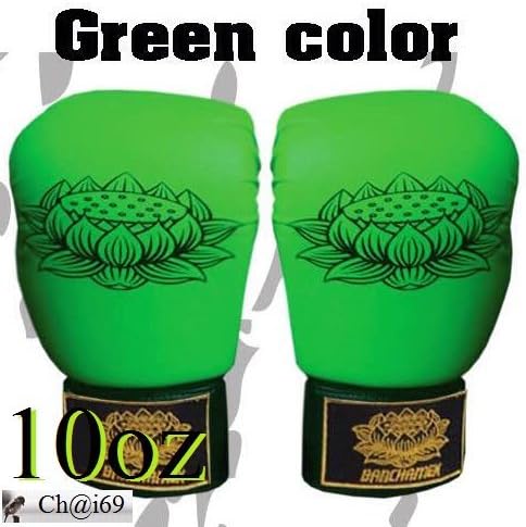 Buakaw Banchamek Boxing Gloves (Leatherette) Green-black Color, Size 10oz