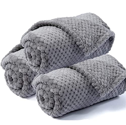 TOFFCAEA Hundedecke Katzendecken, Weiche Doppelseitige Haustierdecken, 3 Pack Super Softe Warme Fleece Haustier Decken, für Kleine Mittlere Hunde Katzen, Maschinenwaschbar (Grau, S(60*40CM)) Cover