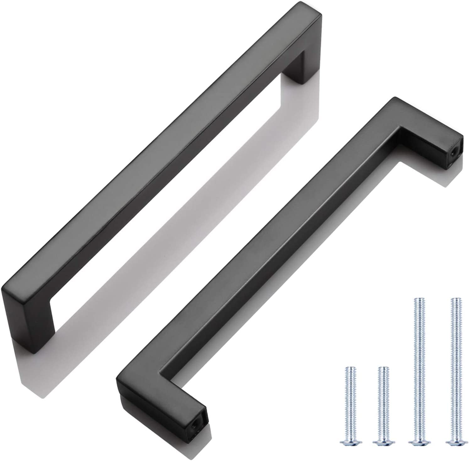 KNOBWELL 12 Pack 6-3/10" Kitchen Cabinet Pulls and Handles, Black Bathroom Bedroom Cabinet Door Handles for Vanity Chest, 6-3/10in Hole to Hole