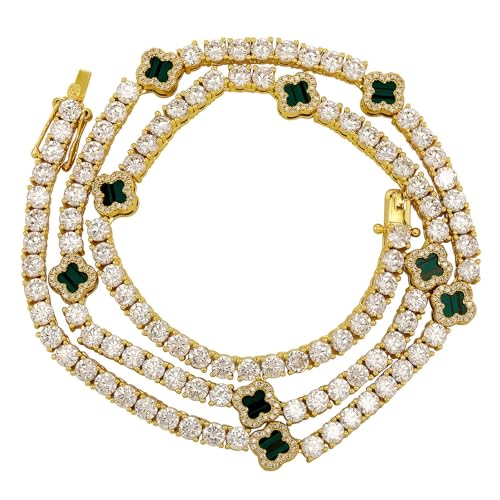 Pulsera de cadena de tenis con trébol de cuatro hojas y circonita cúbica para mujer, collar elegante de clavícula, regalo de joyería minimalista