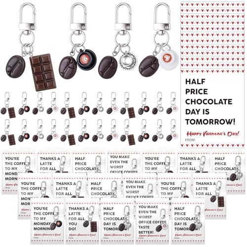 12 Sets 12/24 Sets Coffee Keychains Bulk Coworkers Valentine's Day