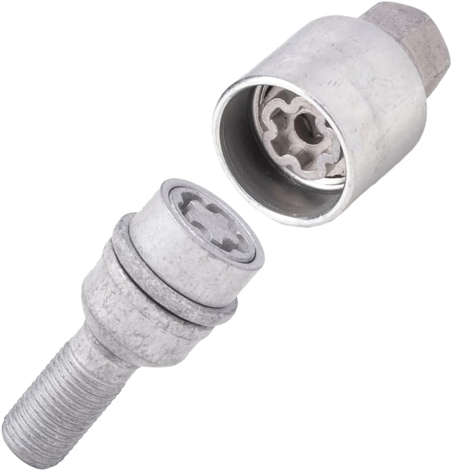 Farad PP12/E Galvanized Lug Bolt Wheel-Locks Kit Suitable for Audi Q5 (M14 X 1.5 Thread Size) - Set of 4 Lug Bolts + 1 Key