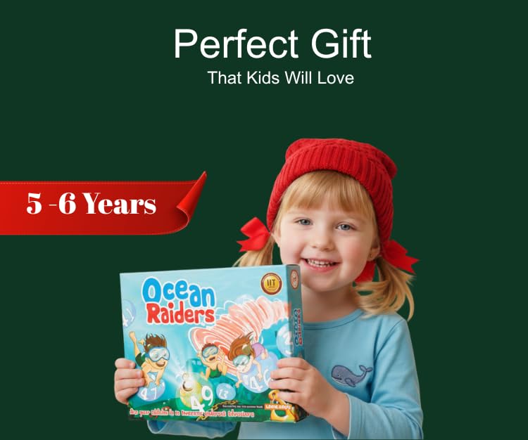 Logic Roots Ocean Raiders Number Sequencing & Addition Game - Fun Math Board Game and STEM Toy for 5-7 Year Olds, Perfect Educational Gift for Kids (Boys & Girls), Home Schoolers, Kindergarten & Up