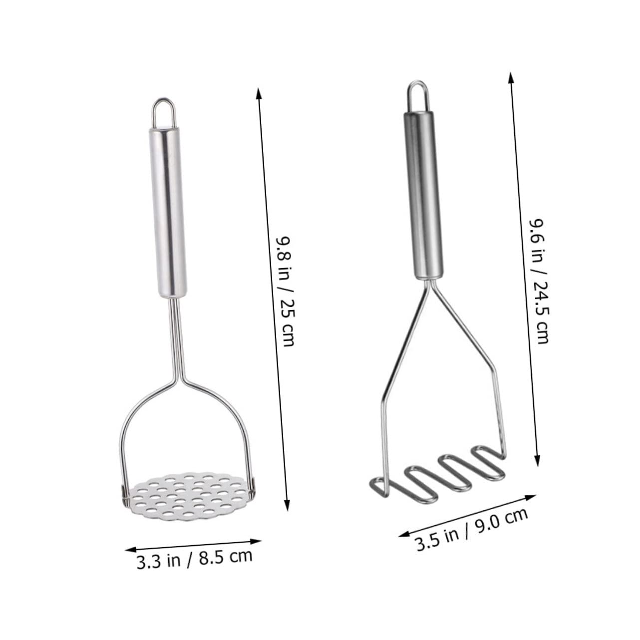 ABOOFAN 2pcs Stainless Steel Potato Masher Comfortable Grip Handle Easy to Clean Kitchen Utensil for Smooth Mashed Potatoes and Vegetable Purees