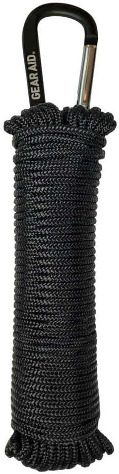 GEAR AID 325 Paracord and Carabiner, Utility Cord for Camping and Hiking, Black, 50 ft GEAR AID 325 Paracord and Carabiner, Utility Cord for Camping and Hiking, Black, 50 ft