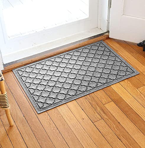 Bungalow Flooring Monogrammed Waterhog Door Mat, 2' X 3', Made In Usa, Customizable, Skid Resistant, Indoor/Outdoor, Water-Trapping, Cordova Collection, Medium Grey #TOP1