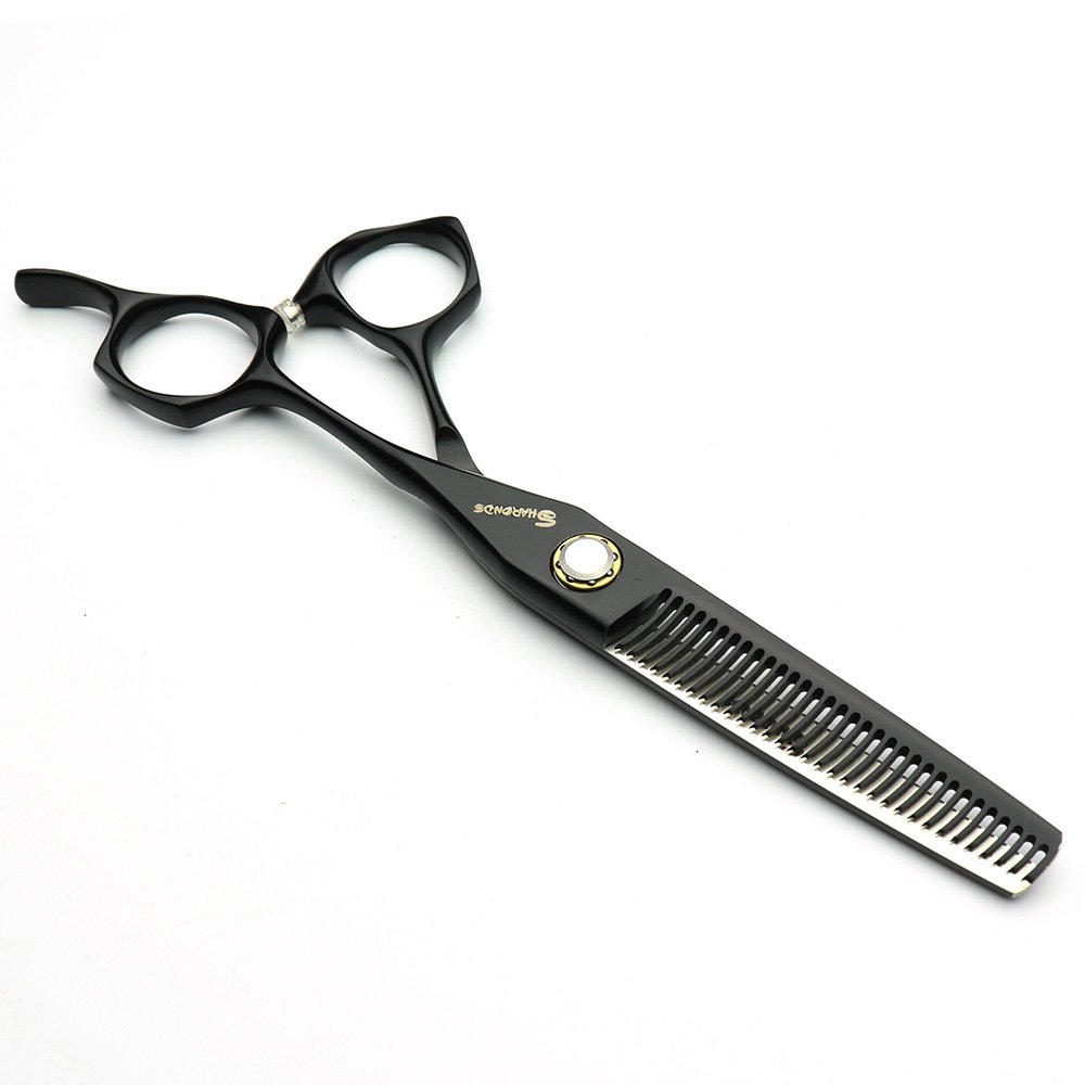 Tijeras de peluquería profesional de color negro, hechas a mano 6 pulgadas