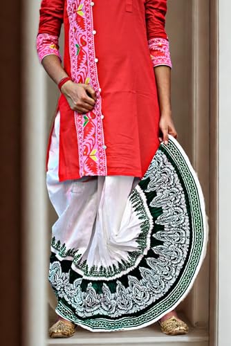 Image of Men's Ready to Wear Pant System Printed MAYUR PUCHHA Dhoti for Marriage, Pooja, Festival etc.(GC010)