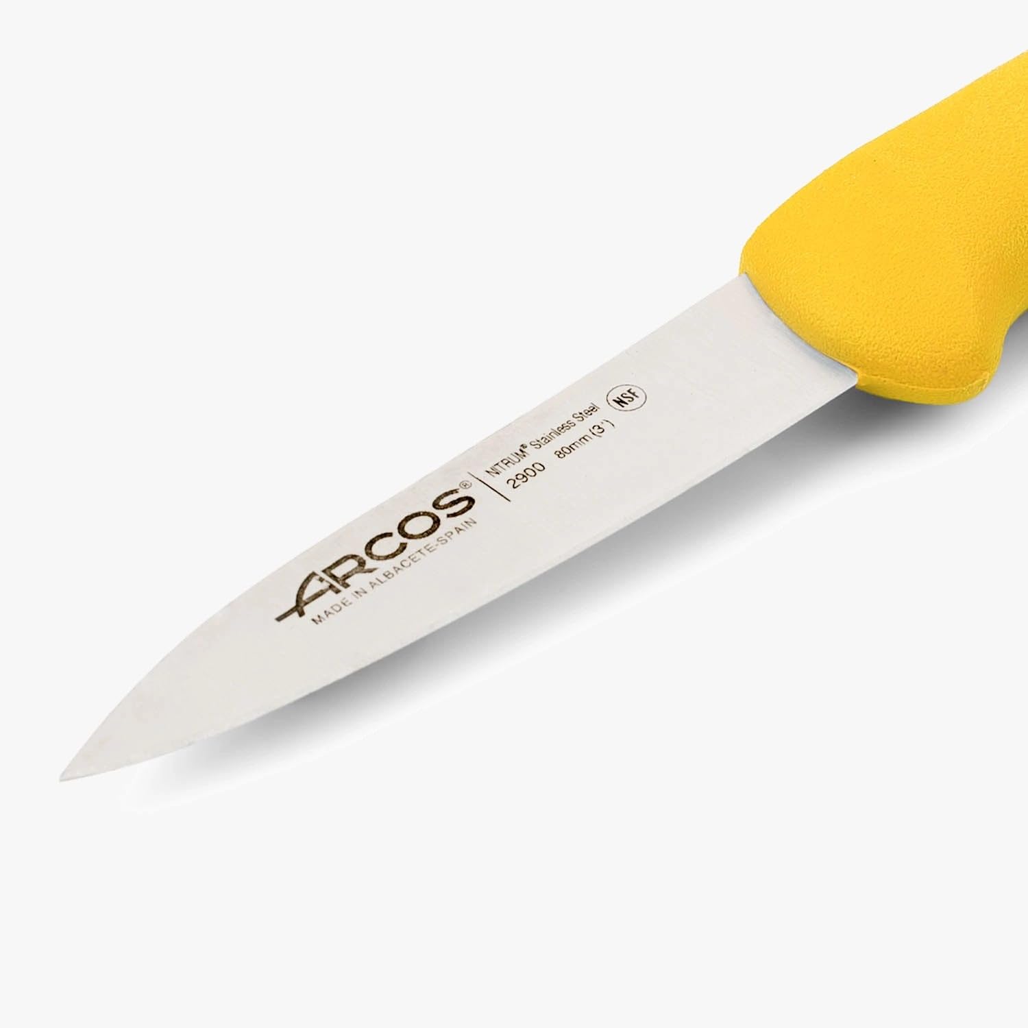 Arcos 290000 seria 2900 - nóż do ostrzenia nitrm 80 mm (3,15 cala) - uchwyt polipropylenowy żółty kolor, stal nierdzewna 18/8