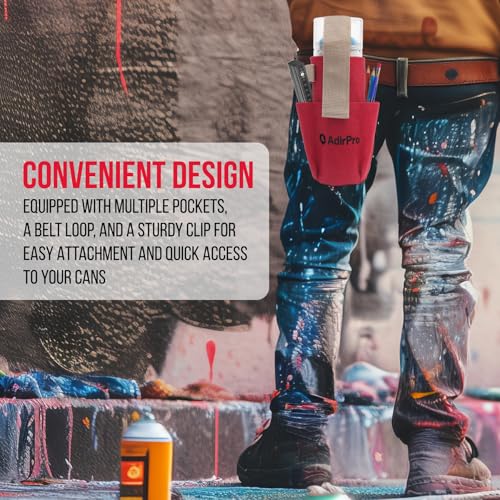 Adirpro Spray Paint Holder - Beer Belt Can Holster with Pockets, Loop & Clip for Paint or Drinking Cans