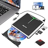 NOLYTH Lecteur Blu ray Externe USB C Graveur Bluray Externe USB 3.0 avec fente SD/TF / Ports USB / Sac, Portable Externe Blu ray CD DVD Lecteurs pour Ordinateur Portable PC Mac Windows 11 MacBook