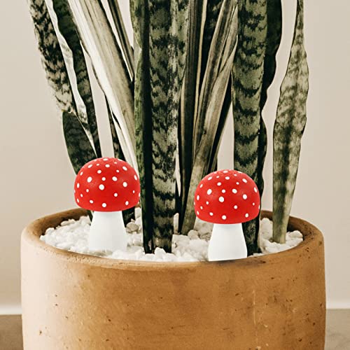Jojofuny Mini Wood Mushroom Figurines Christmas Fairy Garden Accessories Red Mushroom Figure Resin Miniature Garden Micro Landscape Fairy Outdoor Garden Plant Pot Craft 6.5X4.5X4.5 #TOP2