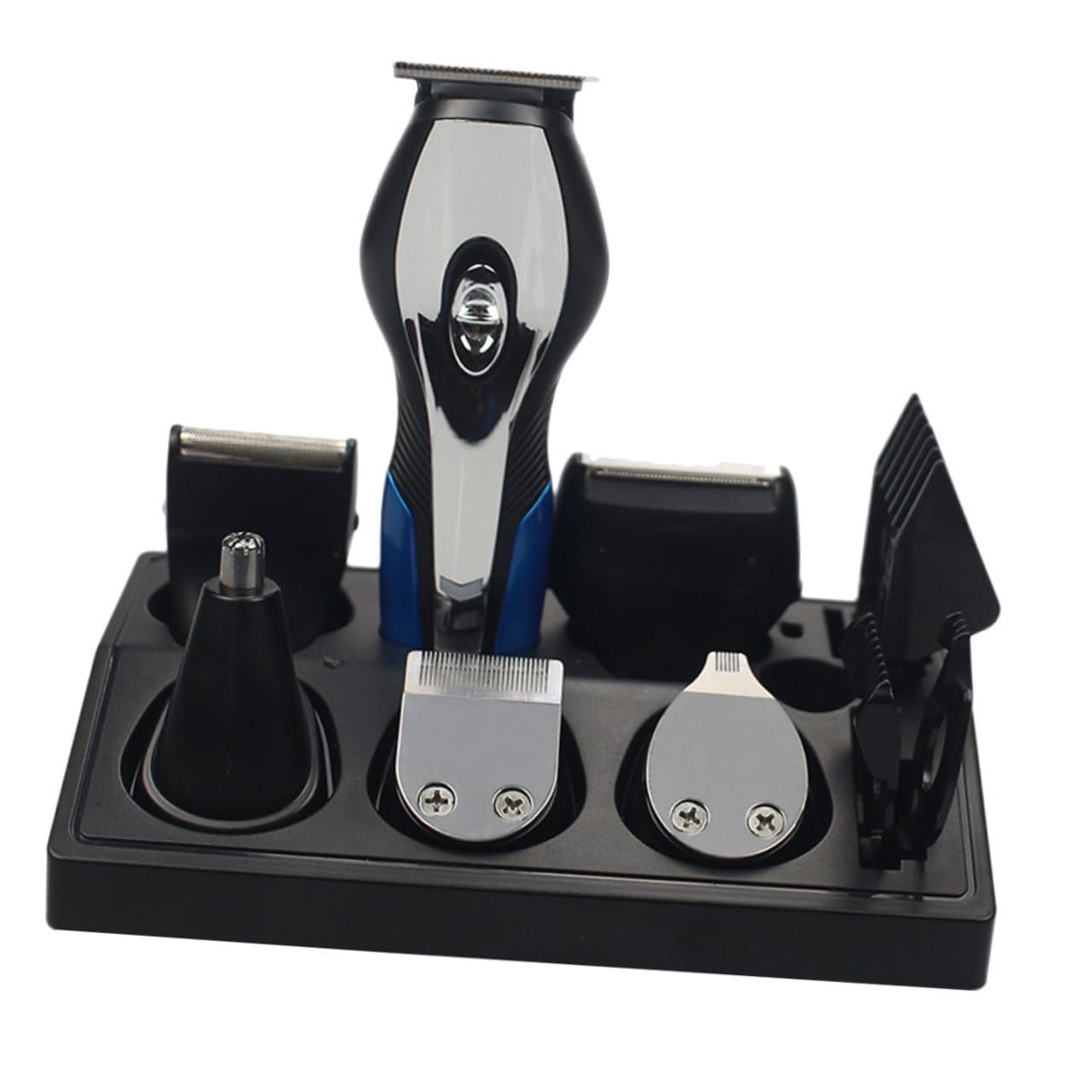 VALICLUD Kit Rasoio Elettrico Da Uomo Multifunzione Usb Ricaricabile Con Epilatore Naso, Pinzette e Accessori Da Barbiere Compatto Per Cura Viso e Barba in Acciaio Portatile