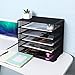 EasyPAG Paper Trays for Classroom 5 Tier Mesh Desk Organizer Shelves A4/Letter Size File Folder Organizer Shelf for Office, School, Home, Black