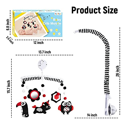 Teytoy Baby Crib Mobile Unisexbaby, Nursery Baby Mobile For Crib, High Contrast Black & White For Girls Boys 0-24 Months Infant Newborn Montessori Portable Cot Mobile Decor Hanging Rotating Plush Toys #TOP1