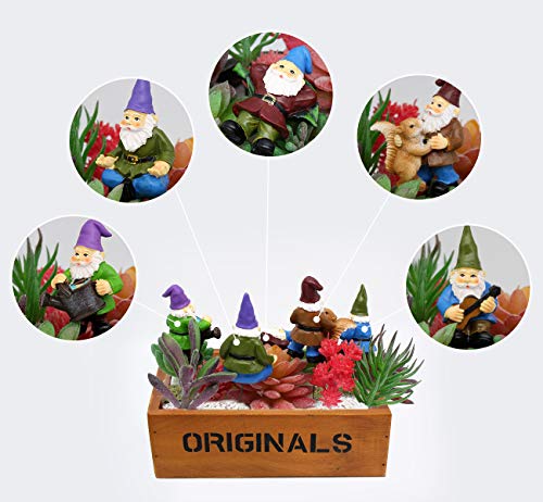 Fanwnki Garden Miniature Gnomes Set Of 5Pcs,Happy Life Gift For Outdoor Fairy Garden Yard Lawn Décor #TOP4