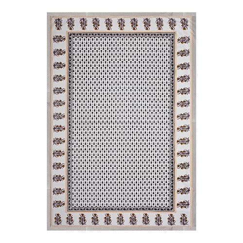 Image of 100% Cotton Single Bedsheet with 1 Pillow Cover | 240 TC Pure Cotton Flat Bed Sheet | Traditional Jaipuri Printed Bedding Set | Soft & Breathable | 60 x 90 Inch (Rangmahal Single 45)
