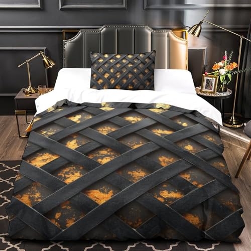 Housse de couette imprimée 3D stripes, parure de lit 2 pièces microfibre single 135x200 cm