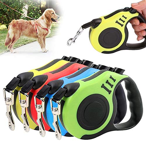 Laisse pour chien, laisse rétractable de 3 à 5 m, laisse pour chien rétractable automatique durable laisse pour chiens et chats de taille moyenne et petite (jaune)
