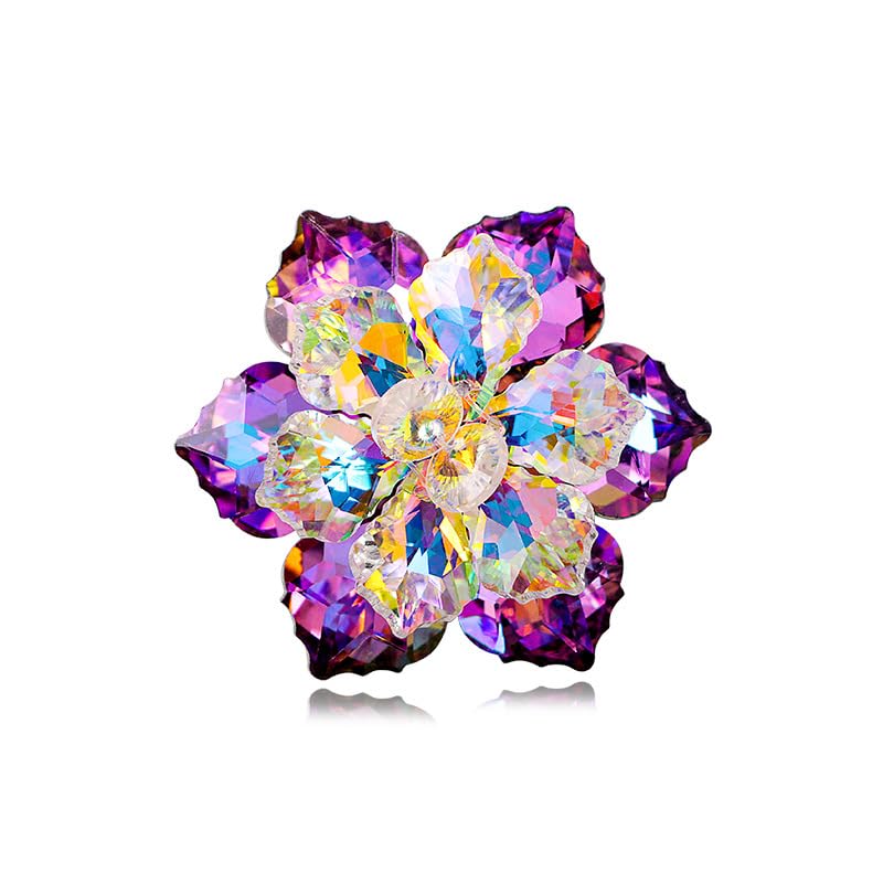 Image of Rhinestone Sunflower Brooch Pin for Women Red Black Purple Large Flower Broochs Snowflake Brooch Marquise Wreath Brooches Jewelry