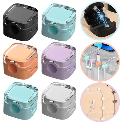 6pcs Clips Magnéticos para Cables - Soporte Ajustable para Cordones para Organización Eficiente de Cables Bajo Escritorio y Cables de Teclado (Naranja) miniatura 3