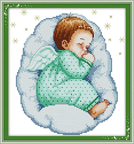 Kit Point de Croix Facile Broderie Imprimée Bébé pour Débutant sans Compter