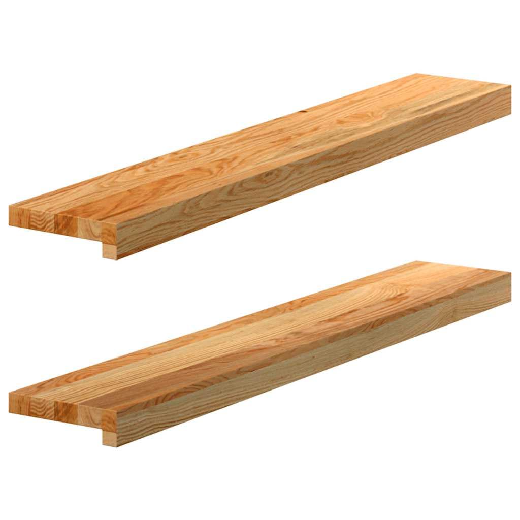 vidaXL Solid Oak Window Sills - 2 pcs, Light Brown 90x15x2 cm, Untreated Surface for Customizing, Durable & Versatile Wooden Ledges — image 1