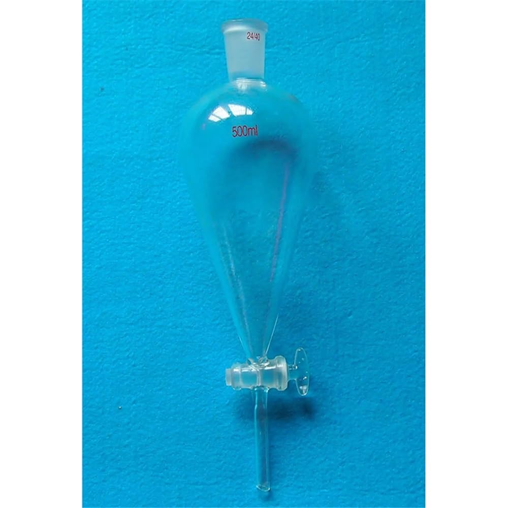 Embudo de separación de vidrio 24/29 de 500 ml, tubo de goteo recto con cristalería de laboratorio