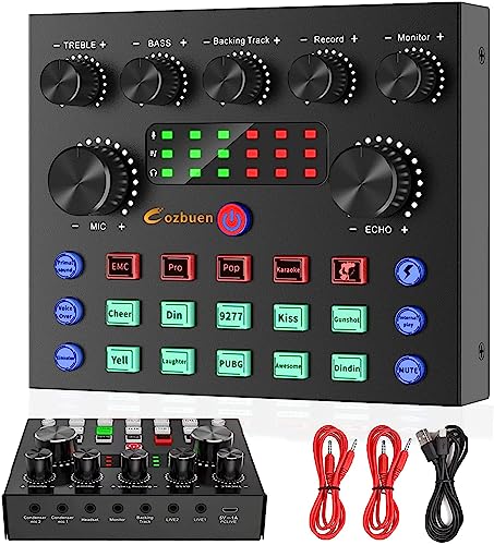 Mesa de Mezclas Dj Tarjeta de Sonido Externa USB, Cozbuen Interfaz Audio Controladora DJ con...