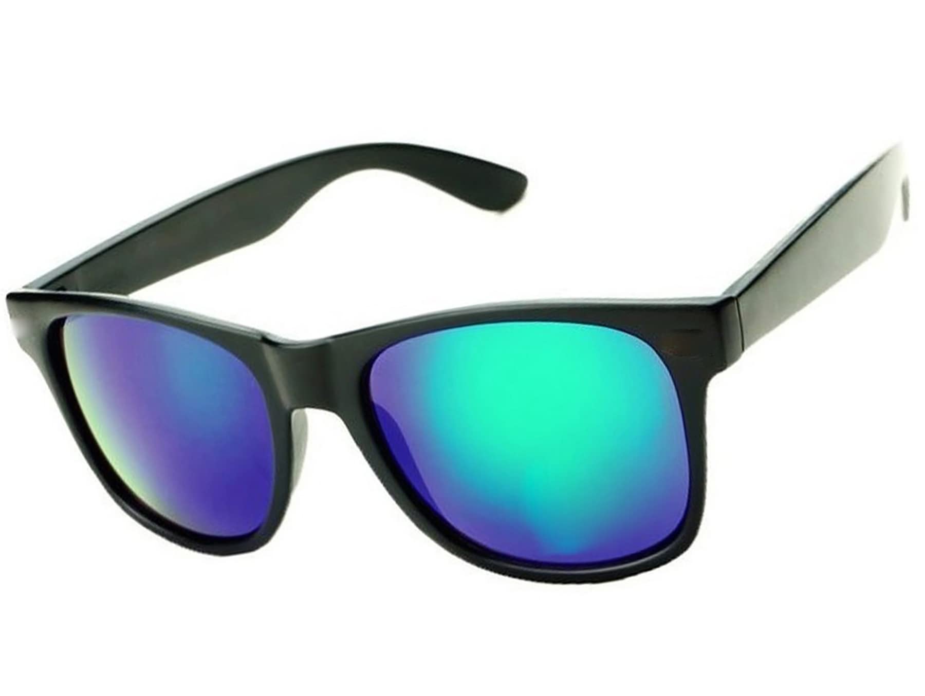 Morefaz Men's Blue Green Lens Unisex Blue Green Mirrored Lens Sunglasses Fashion Mirror Air Force Unisex Vintage Lens Uv400 (Blue Green Lens) Mfaz Ltd