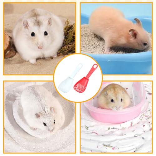 Image of Hamster Sand Bath Scoop for Small Pet, 2Pcs, Red+White | Dust-Free, Odor Control Small Pet Care