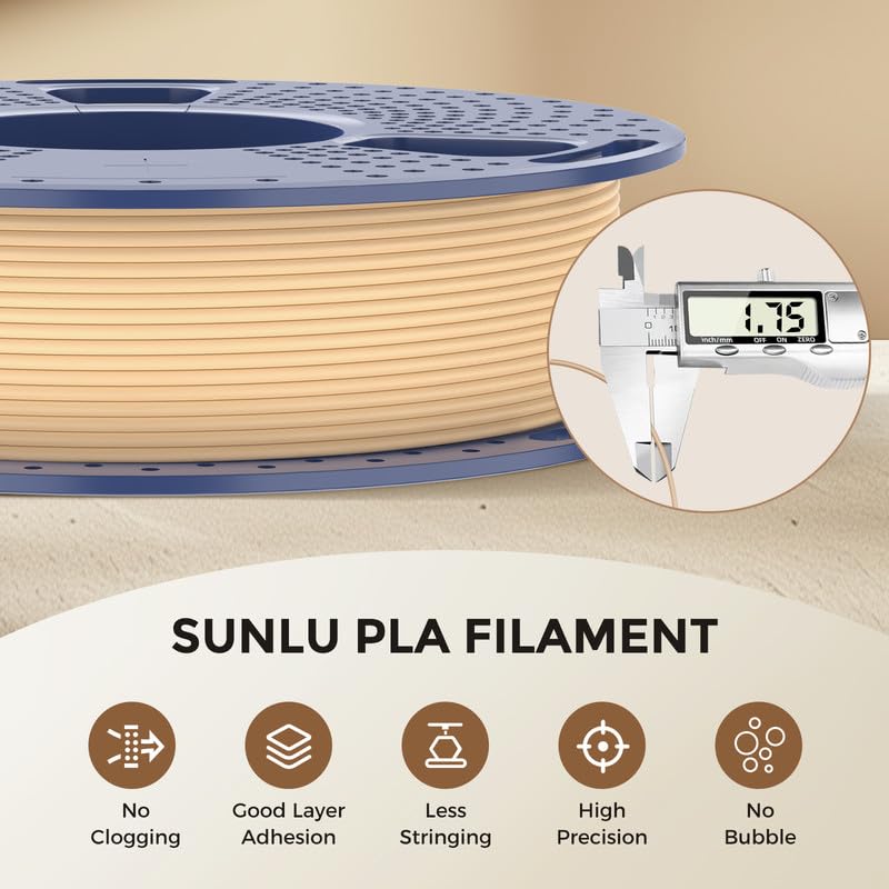 Image of SUNLU Real Wood Fiber PLA Filament 1.75mm, 1KG (2.2LBS), Wood