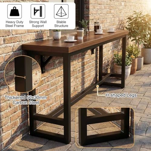Mesa alta de estrecha con marco de metal 100cm para comedor y pub 6