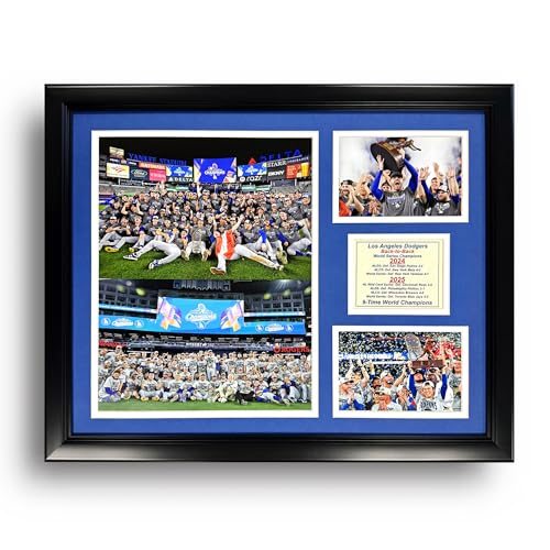 Los Angeles Dodgers | Back to Back World Series Champions 2024-2025 | Collectible Baseball Memorabilia | MLB Framed Picture, Photo Collage Gift, Man Cave Art, Room Decor | 2 Sizes & 4 Styles (18"x22")