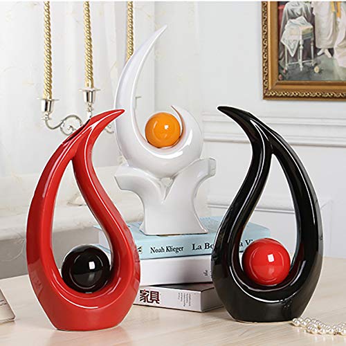 Cozylkx 11 x 6 Inch Modern Abstract Sculpture Statue, Office Home Decor Ornament Ceramic Figures, Black