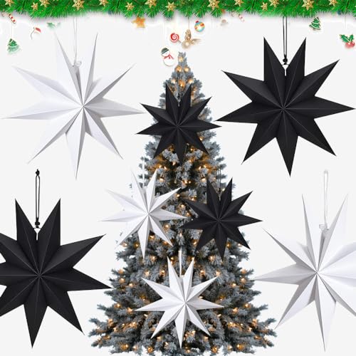RUHM 4 Stück Faltstern Weihnachten,Papier Stern Dekoration,Weihnachtsdeko Faltsterne,Papiersterne Weihnachten,Faltsterne Papier Groß,Stern zum Aufhängen,Sterne Papier Weihnachten
