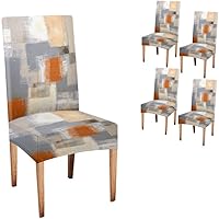 Vista 35 de TOMWISH Fundas para Sillas De Comedor 6, Fundas para sillas de comedor, pintura de arte abstracto, funda extraíble elástica de elastano para silla