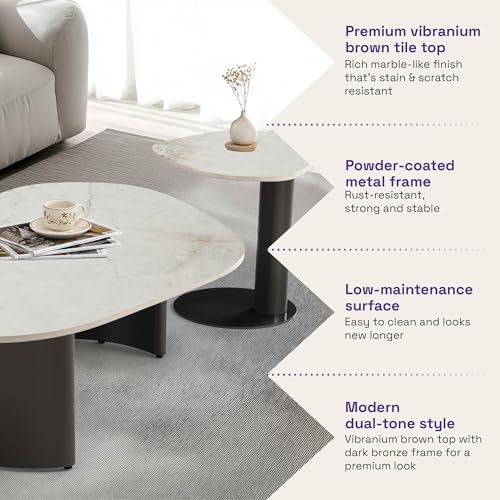 Image of Wakefit Center Table | 1 Yr Warranty | Coffee Table for Living Room Wooden, Tea Table for Living Room Wooden, Sofa Table, Free Installation from Brand, Modern Multi-Functional & Wobble-Free(Mocca)