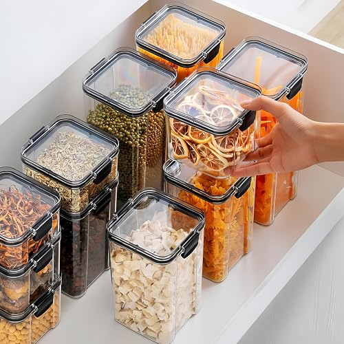 Image of Homeor Air-Tight BPA Free Food Grade Plastic Storage Jar Containers For Kitchen /Storage Organizer /Containers For Kitchen Set /Multipurpose Jar /Stackable & Transparent Organizer Jars, 1700 ML Set of 4