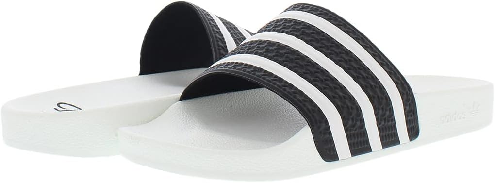 adidas Unisex-Adult Adilette Slides Sandal, 5.5 5 Beach White/Black-white