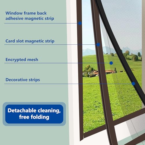 Fliegengitter Fenster Magnet, DTY Insektenschutz Magnetfenster, Fliegengitter mit Magnet Rahmen, 120 X 130 cm, Einfache Montage Ohne Bohren, Von Insekten/Fliegen/Moskitos In Raum
