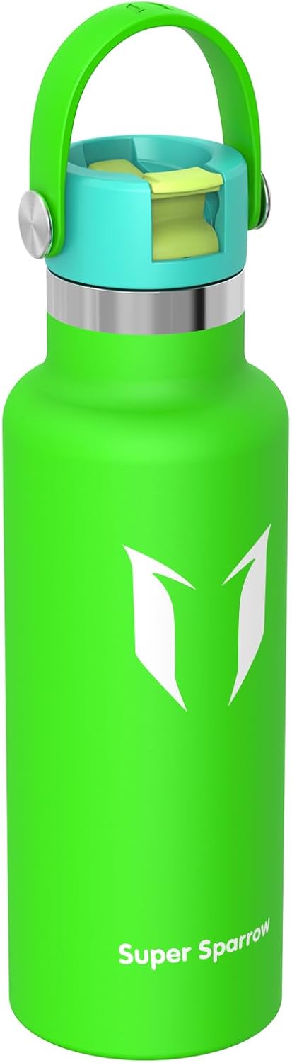 Super Sparrow Insulated Water Bottle - 17 Oz / 25 Oz / 34 Oz - Standard Mouth FlipFlow Flask - BPA Free, Leak Proof Drink Bottle- Ergonomic Straw Water Bottles for Work, Gym, Travel, Sports - Image 2