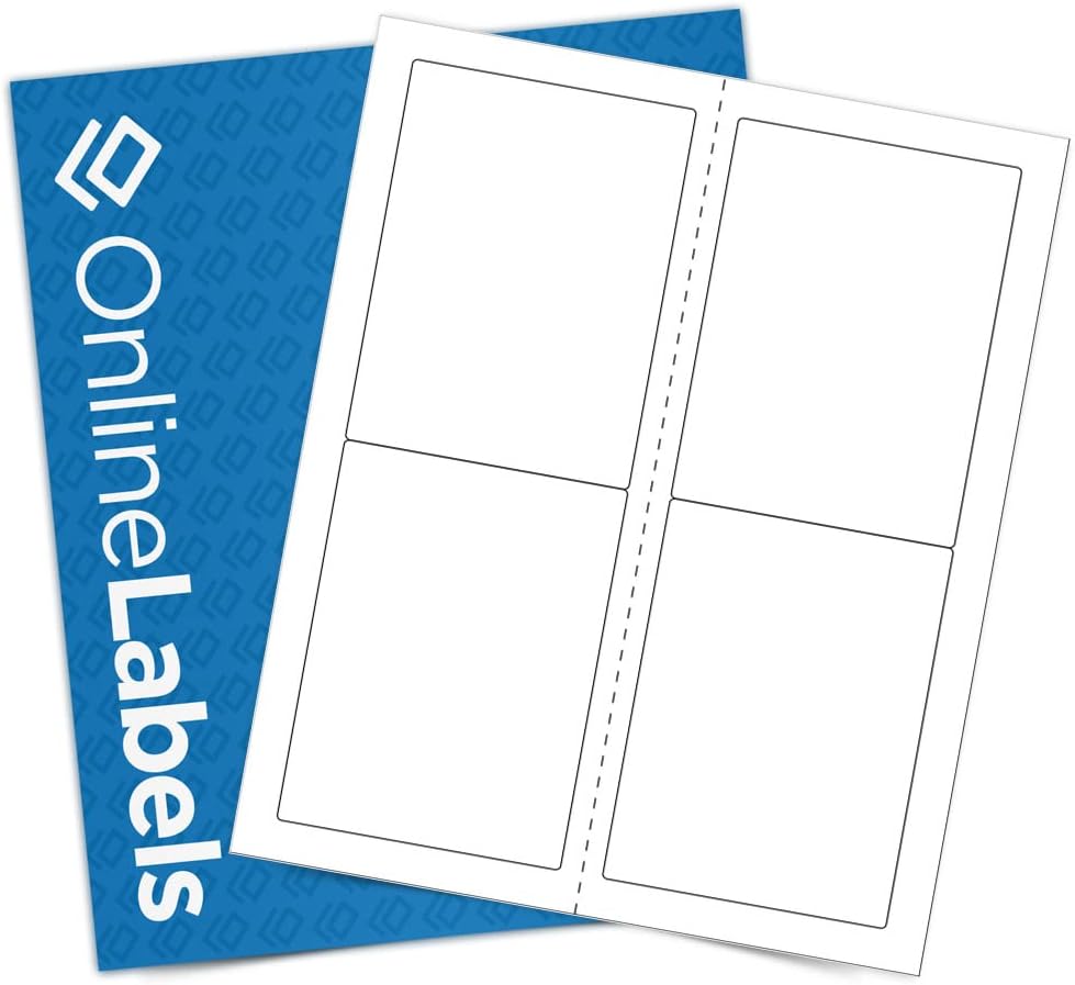 3.5 x 5 Rectangle Mailing, Shipping Labels - Permanent, White Matte - 4-Up - Perforated - Pack of 8,000 Labels, 2,000 Sheets - Inkjet/Laser Printers - Online Labels
